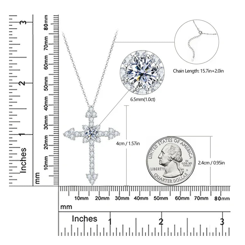 0.5/1CT D VVS1 Moissanite Cross Pendant