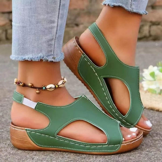 Fashion casual plus-size wedge Sandals Women 2025 summer sandals new platform wedge fish mouth sandals - Empire P.E