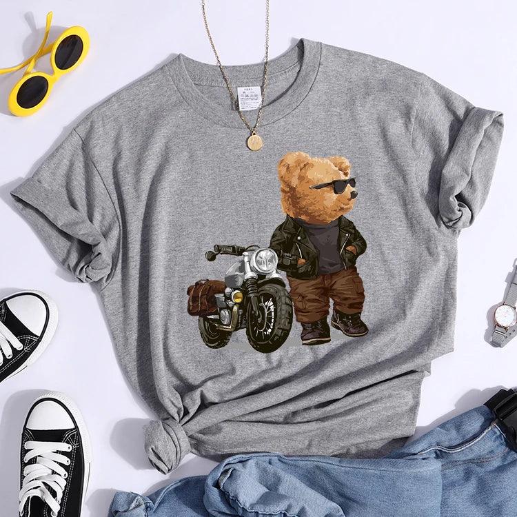 Motorcycle Teddy Bear Wearing Sunglasses Tshirt - Empire P.E