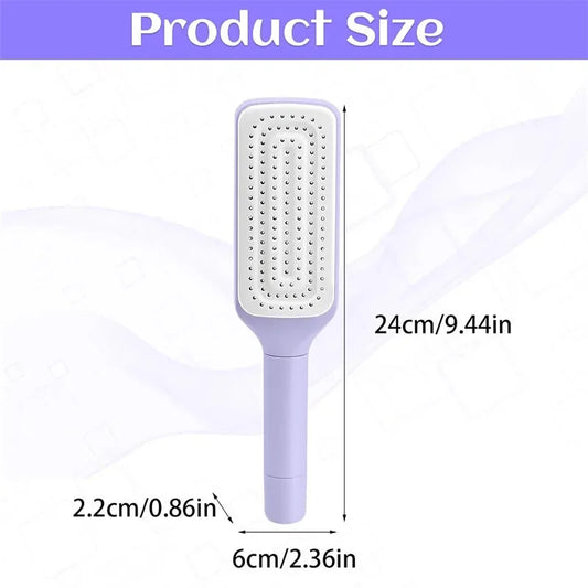 Self-Cleaning Hairbrush Retractable Bristle