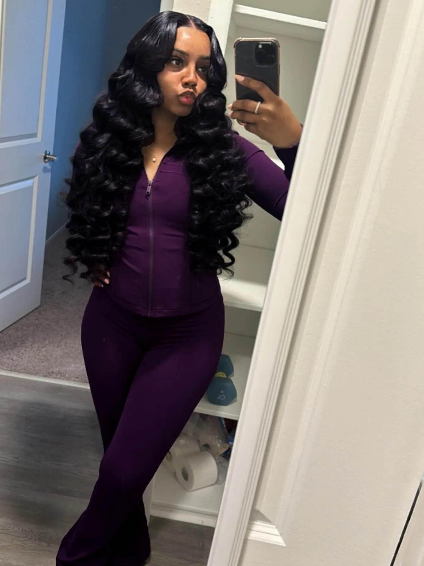 Women 2 Two Piece Outfits Casual Sports Workout Sets Bodycon Tracksuit Long Sleeve Zip Up Jacket Jogger Matching Sweat Pants Set - Empire P.E