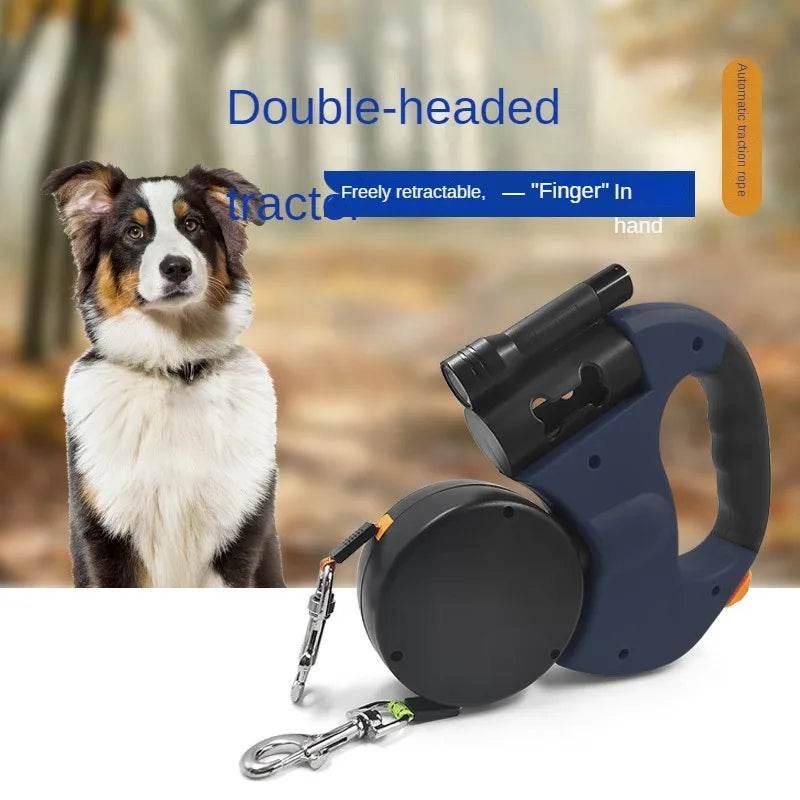 Double dog Leash Light retractable roulette double end leash Portable rotating pet leash for 2 dogs walking pet supplies - Empire P.E