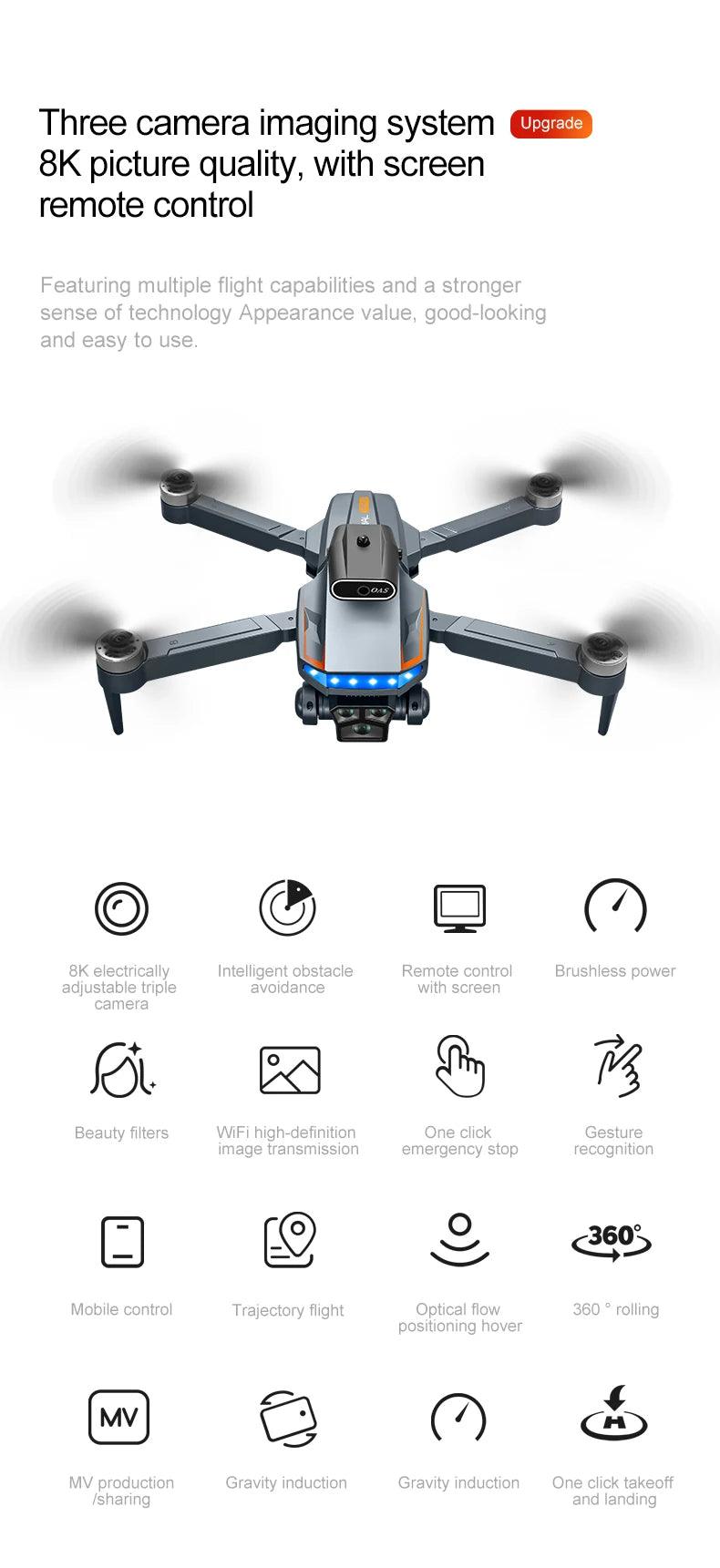 P18 New RC Drone Dual 8K camera drone obstacle avoidance quadcopter electronically controlled professional Drone Kid Gift Toys - Empire P.E