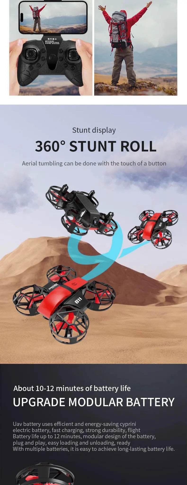 Dowellin D12 Drone Mini Remote Control Aircraft New Children's Toy HD Dual Camera Fixed Height RC Quadcopter Starter Gifts - Empire P.E