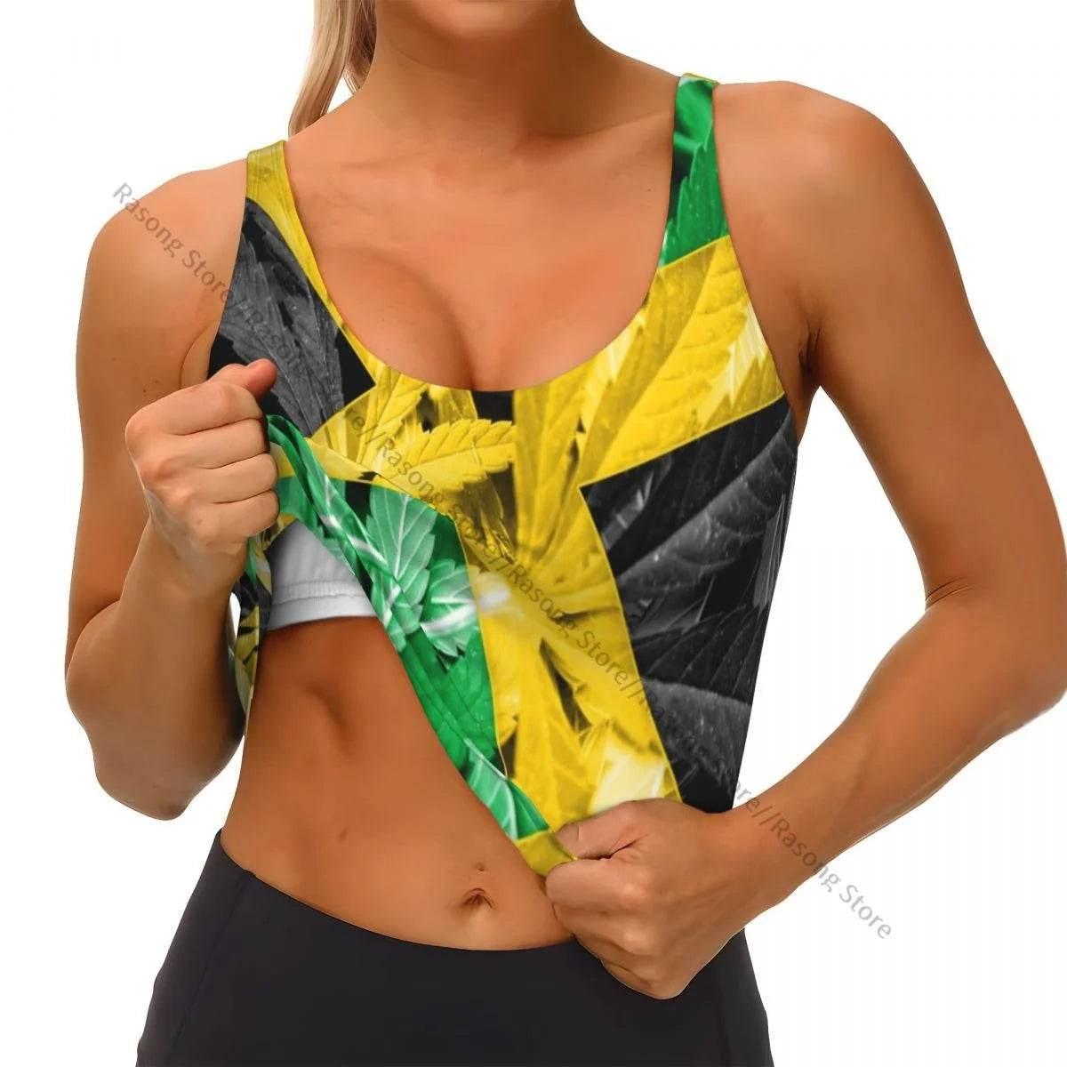 Sports Bra Women Running Yoga Clothes Vest Jamaica Kingdom Flag Gathering Fitness Vest - Empire P.E