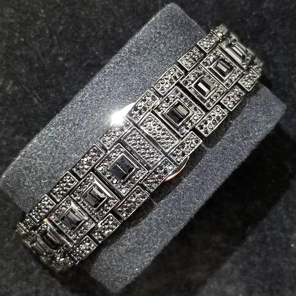 Luxury Shiny Diamond Watch For Men Hip Hop Trendy Iced Out Quartz Watches High Quality Stainless Steel Waterproof Day Date Clock - Empire P.E