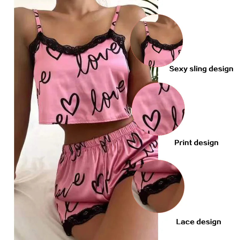 2 Pieces Set Women's Pajama Shorts Suit - Empire P.E