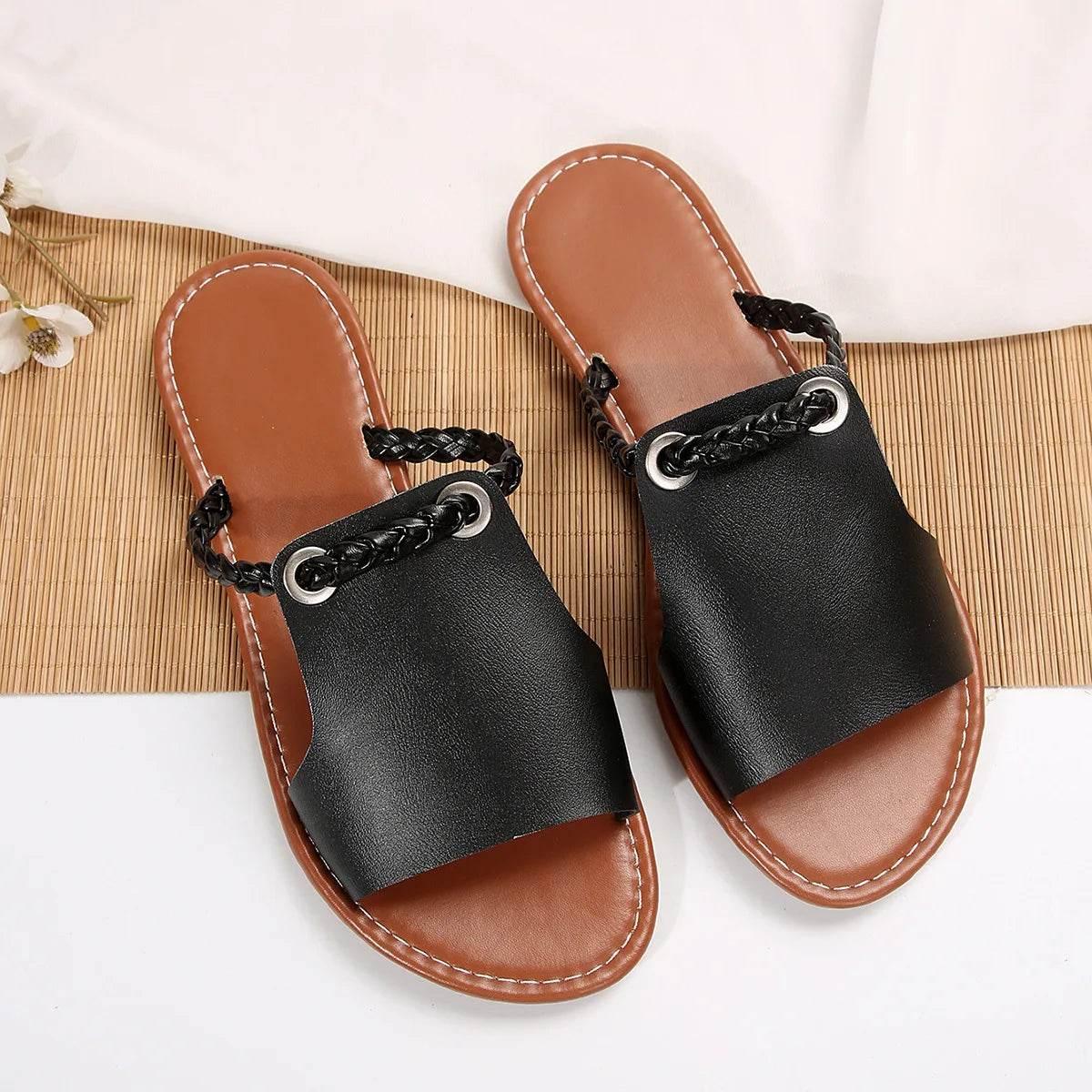 2024 New Women's Shoes Square Head Cross Flat Summer Sandals Simple Flip-flops Women Wear Slippers Beach Slippers - Empire P.E