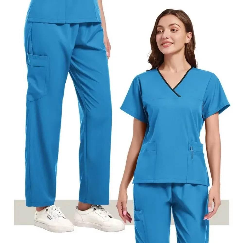 Scrubs Uniforms Sets Nurse Grey Scrubs Uniform Top for Men Hospital Medical Scrubs Unisex Clinic Nursing Surgical Uniforms Woman - Empire P.E