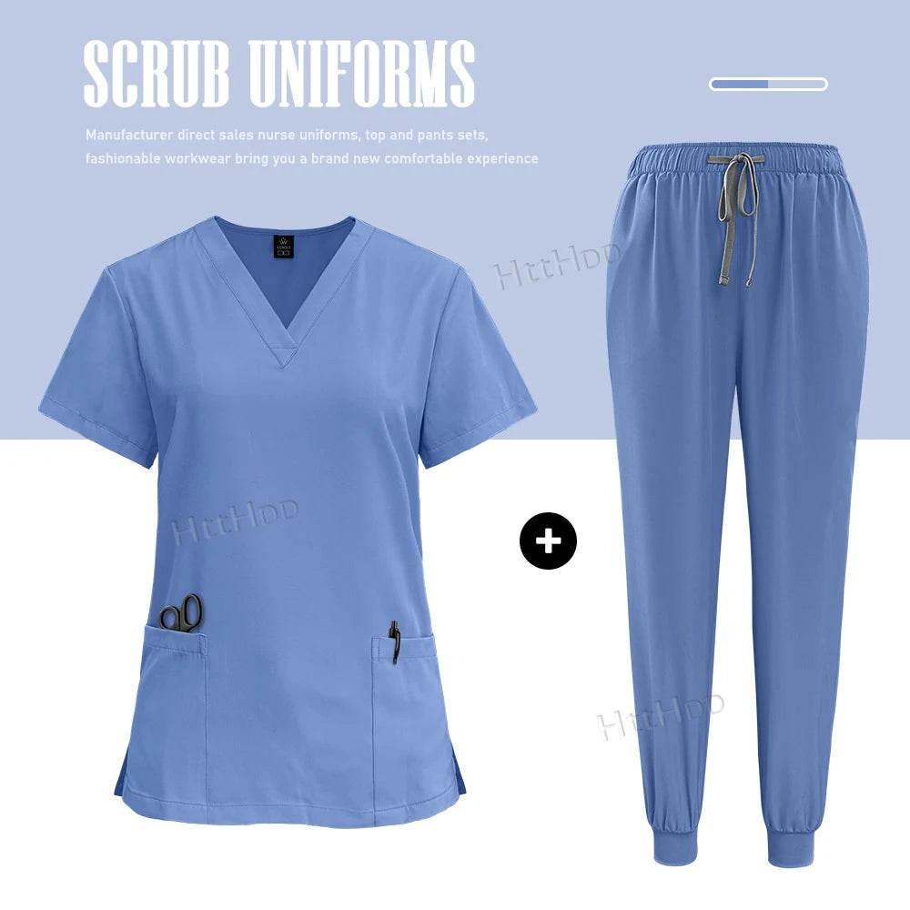 Scrubs Uniforms Sets Nurse Grey Scrubs Uniform Top for Men Hospital Medical Scrubs Unisex Clinic Nursing Surgical Uniforms Woman - Empire P.E