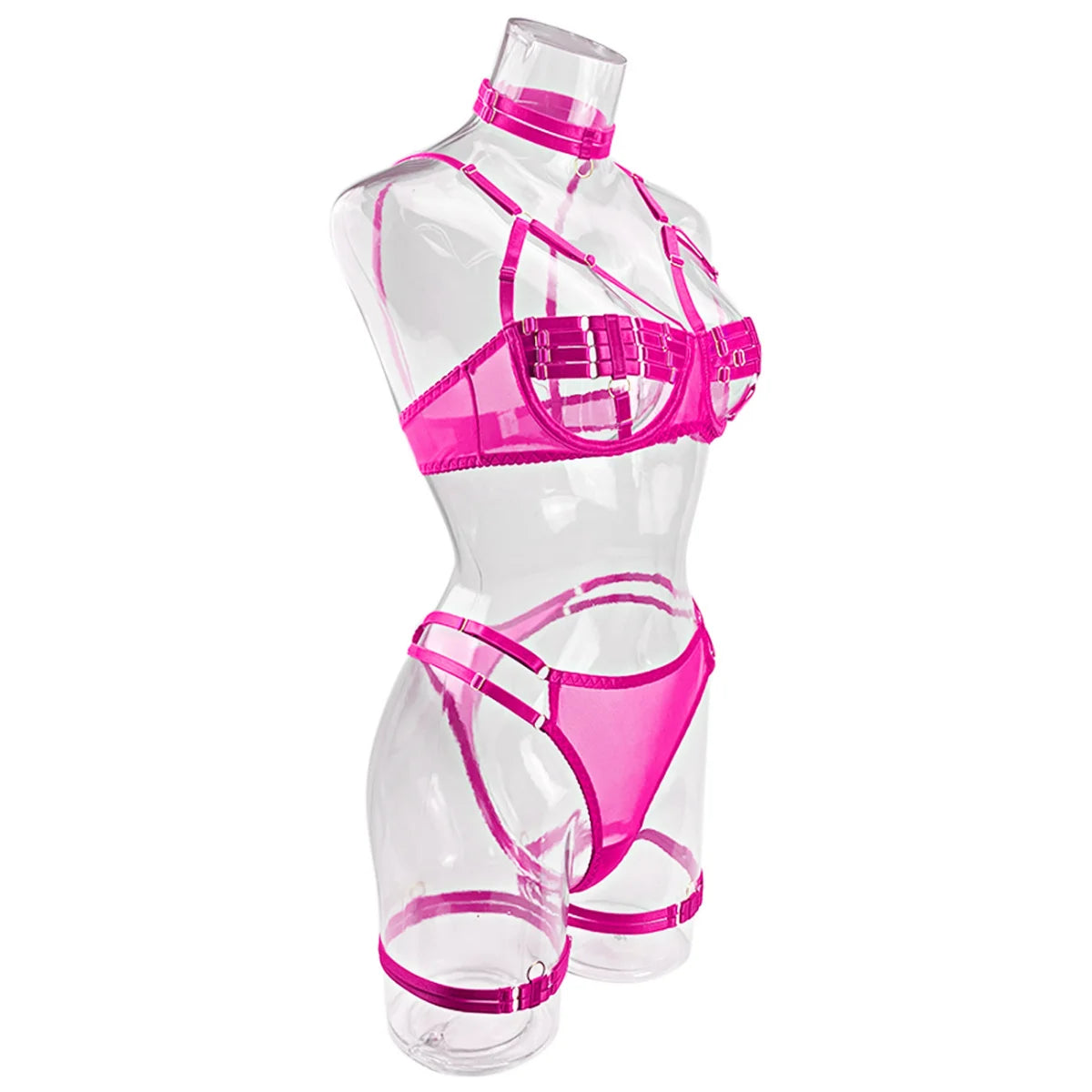 Yimunancy 4-Piece Bandage Erotic Set Women Choker Cut Out Solid Vintage Purple Sexy Lingerie Set Breif Kit - Empire P.E