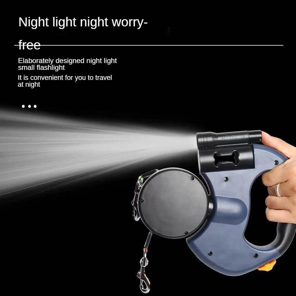 Double dog Leash Light retractable roulette double end leash Portable rotating pet leash for 2 dogs walking pet supplies - Empire P.E