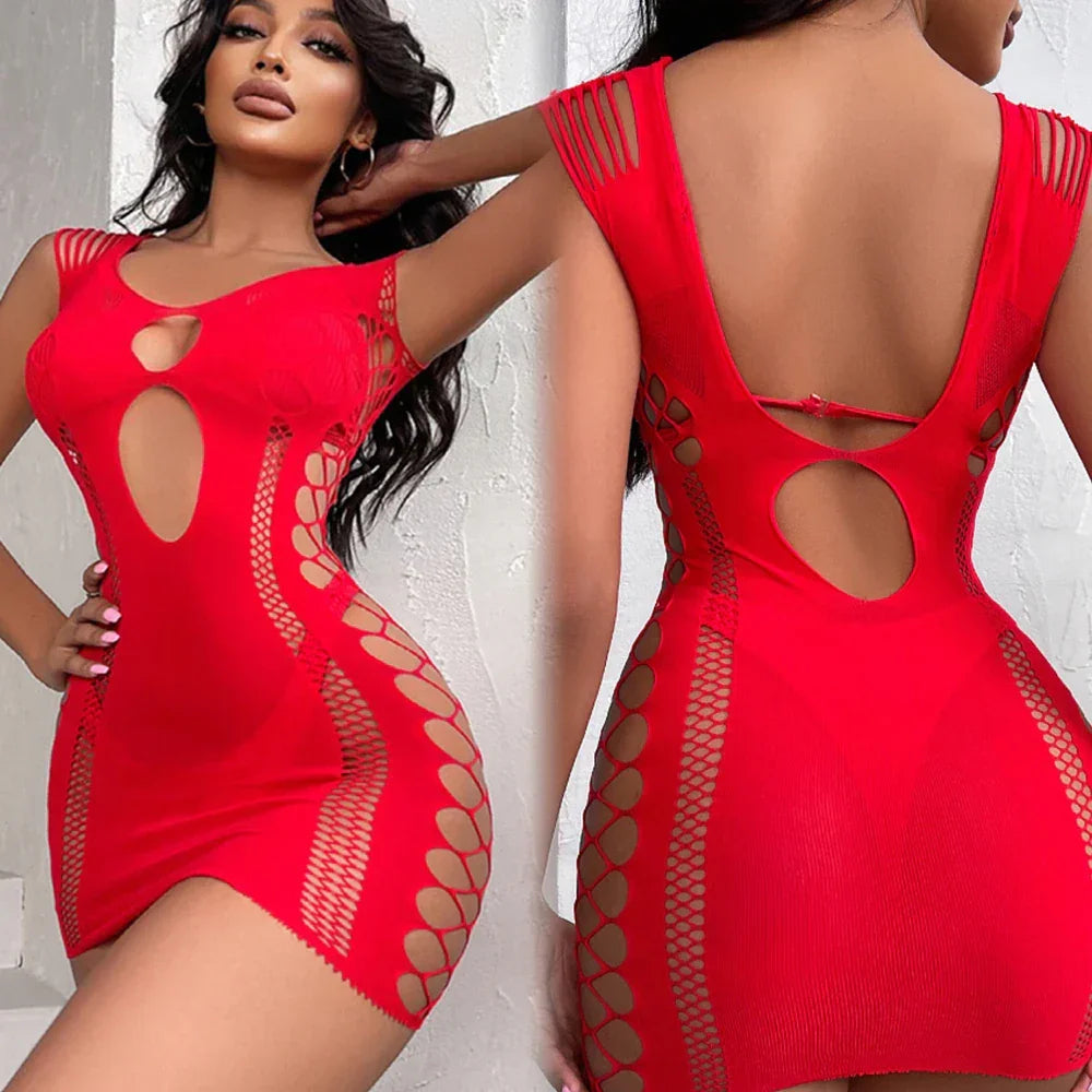 Sexy Women Fishnet Bodycon Mini Dress Mesh - Empire P.E