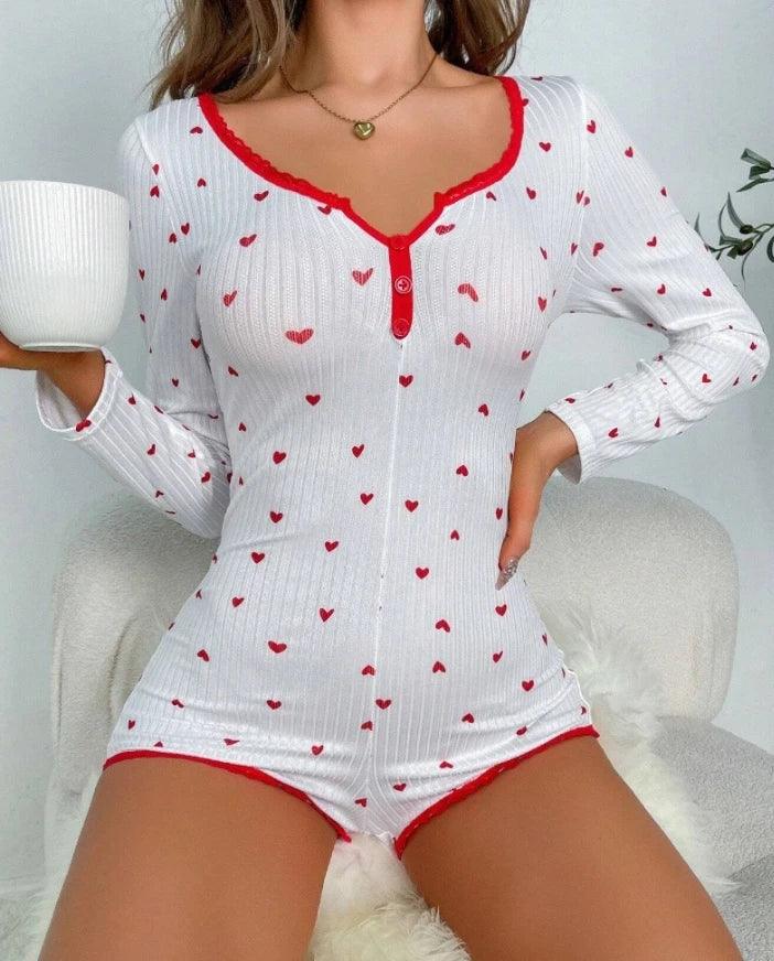 Women 2024 Heart Print Rompers - Empire P.E