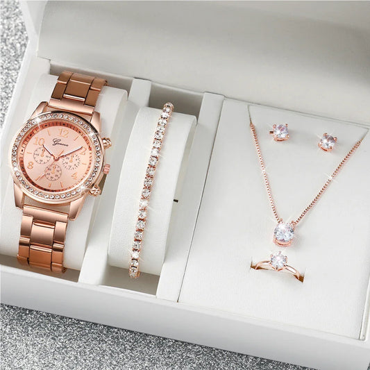 6PCS/Set Fashion Rhinestone Women's Watch - Empire P.E
