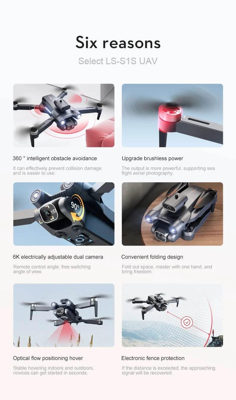 New S1S Mini Drone Caméra 8K Professional Brushless Motor Dron Obstacle Avoidance HD Dual Camera Foldable Quadcopter Toys - Empire P.E