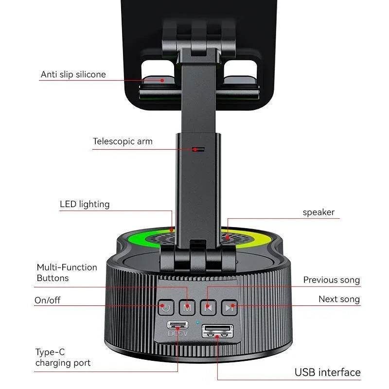 New Cell Phone Holder Stand With LDE Light Bluetooth Speaker Adjustable Tablet Bracket Support Portable Wireless Loudspeaker - Empire P.E