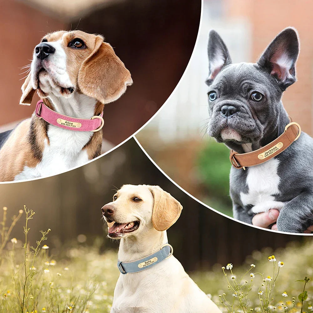 Personalized Dog Collar Custom Engraved PU Leather - Empire P.E