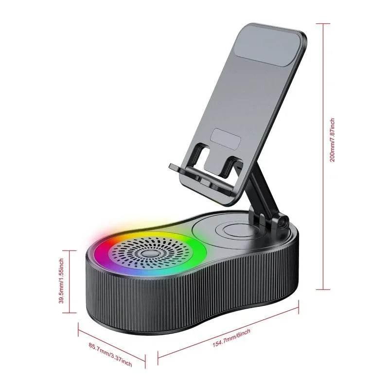 New Cell Phone Holder Stand With LDE Light Bluetooth Speaker Adjustable Tablet Bracket Support Portable Wireless Loudspeaker - Empire P.E