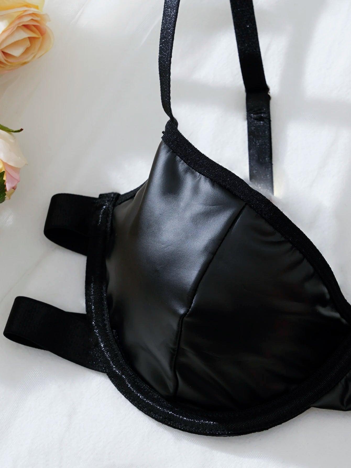 Women Sexy Bras And Skirts Set Leather - Empire P.E
