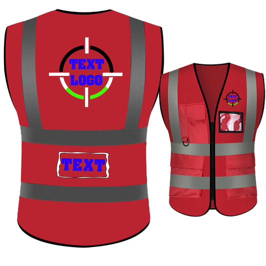 Reflective Safety Custom LOGO TEXT High Visibility Work Vest