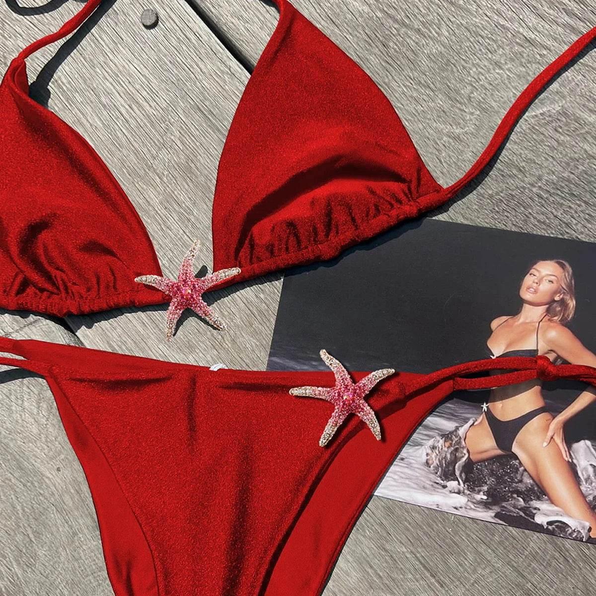 Sexy Bikini 2025 Swimsuit Women Swimwear Halter Bikinis Set Push Up Bathing Suit Solid Swimming Suit Biquini Female - Empire P.E