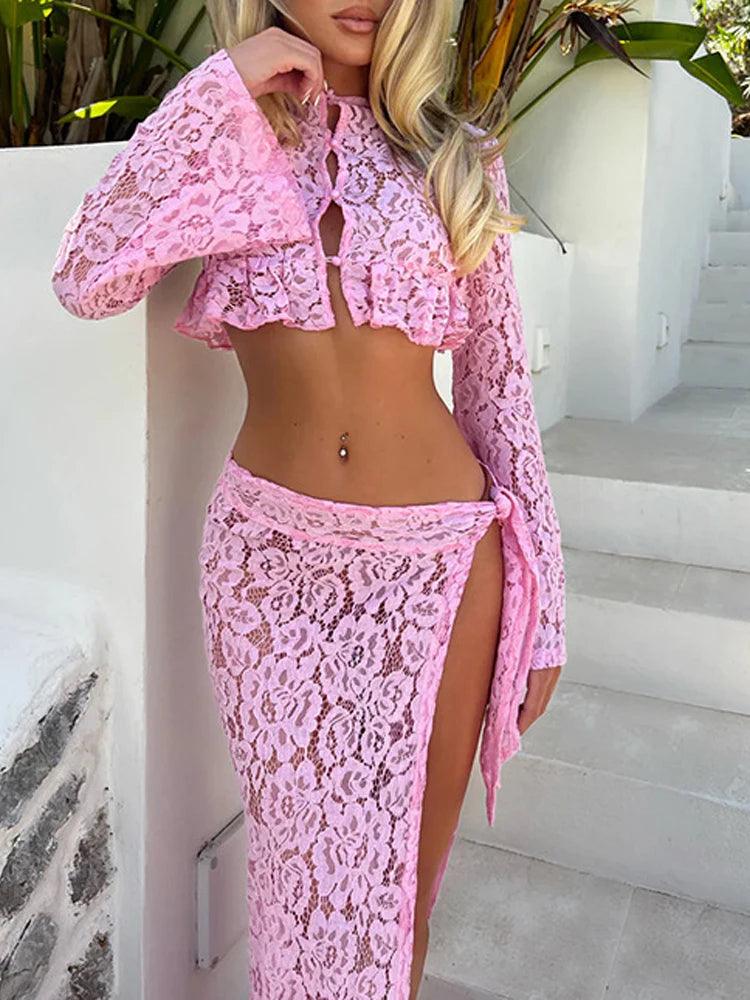 New Lace Mesh Summer Women Two Piece - Empire P.E