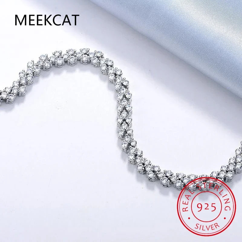 14K White Gold Roman Lab Moissanite Diamond Bracelet - Empire P.E