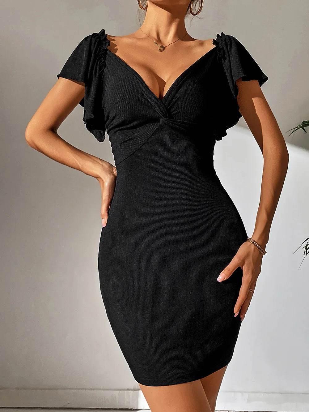 V Neck Slim Sexy Backless Fashion Dresses - Empire P.E