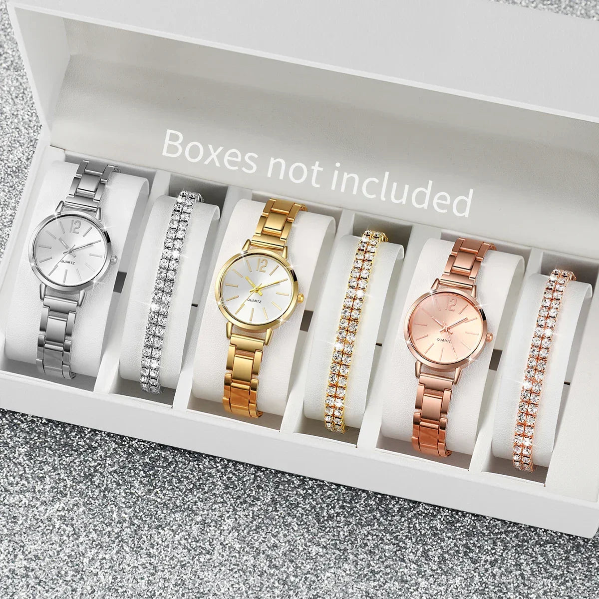 6PCS/Set Women's Quartz Watches Diamond Bracelets Set - Empire P.E