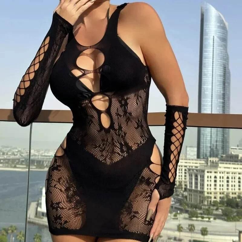 Women Fishnet Bodystocking Footless Lace Bodysuit - Empire P.E