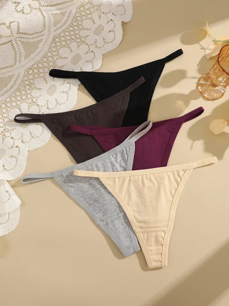 4Pcs Women's Cotton Thongs Thin Waist Underwear S-XL - Empire P.E