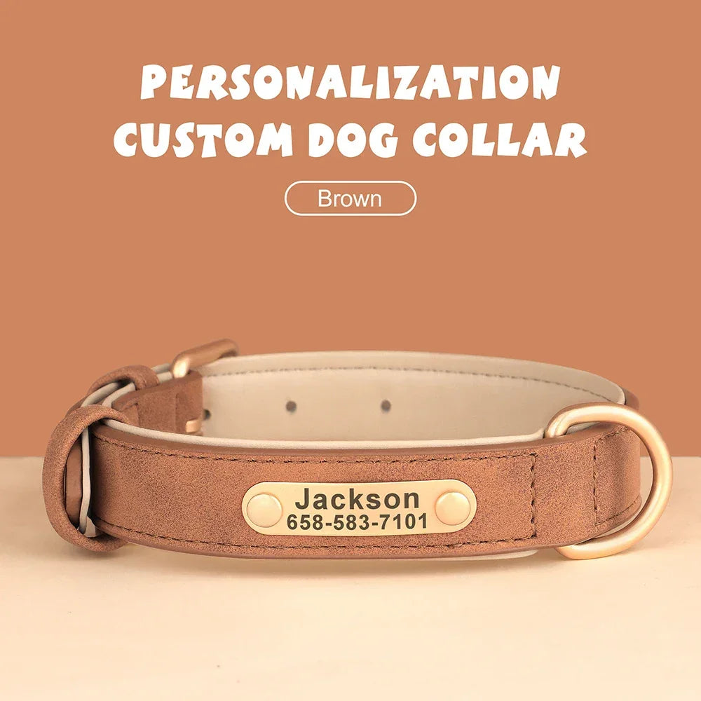 Personalized Dog Collar Custom Engraved PU Leather - Empire P.E