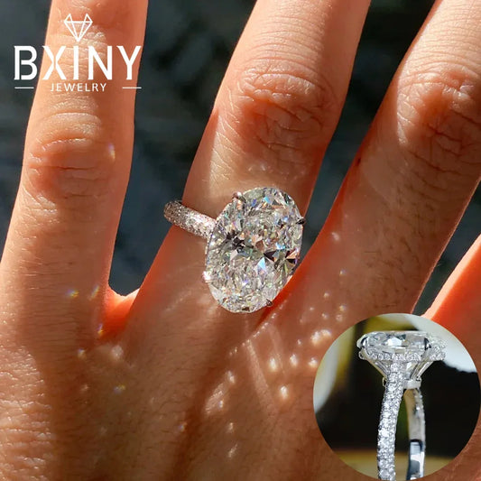 8CT Oval Cut All Moissanite Ring 925 Sterling Silver - Empire P.E