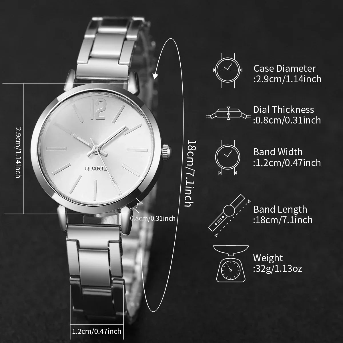 6PCS/Set Women's Quartz Watches Diamond Bracelets Set - Empire P.E