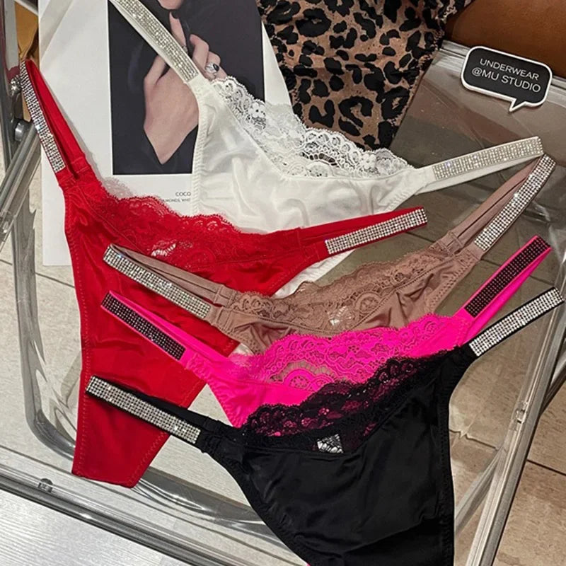 Lace Rhinestone Sexy Women Panties Seamless Underwear - Empire P.E