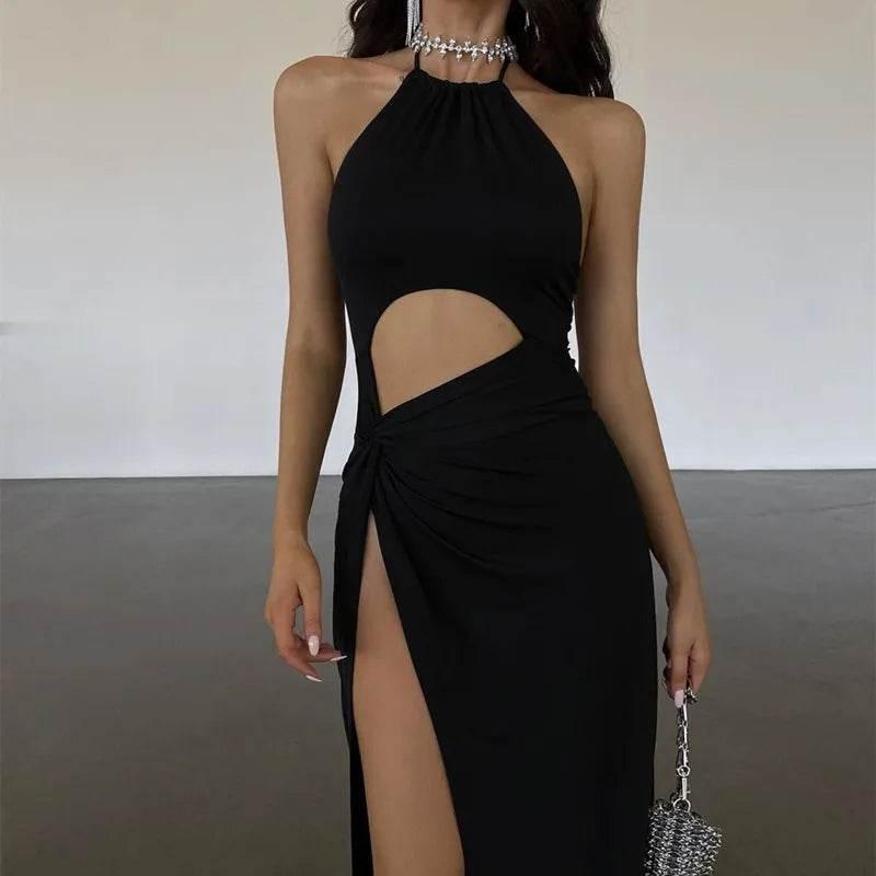 Candyhot Sexy Backless Lace Up Long Dress Elegant Waist Hollow Out High Split Summer Dresses Fashion Prom Y2K Party Women Robe - Empire P.E