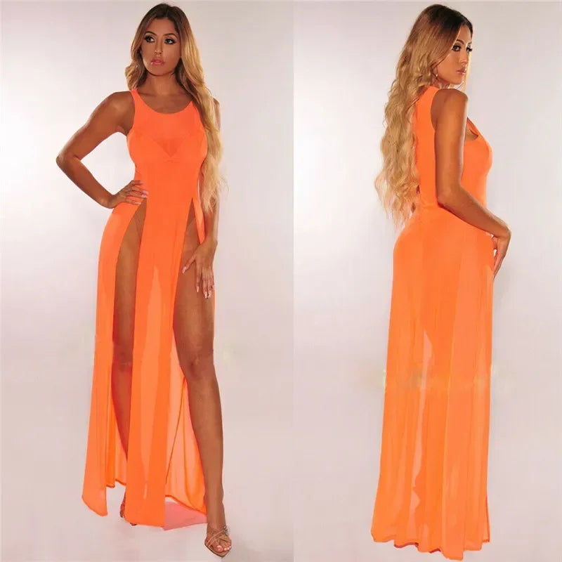 Sexy Womens Mesh Sheer Long Dress Ladies Bikini Cover Up - Empire P.E