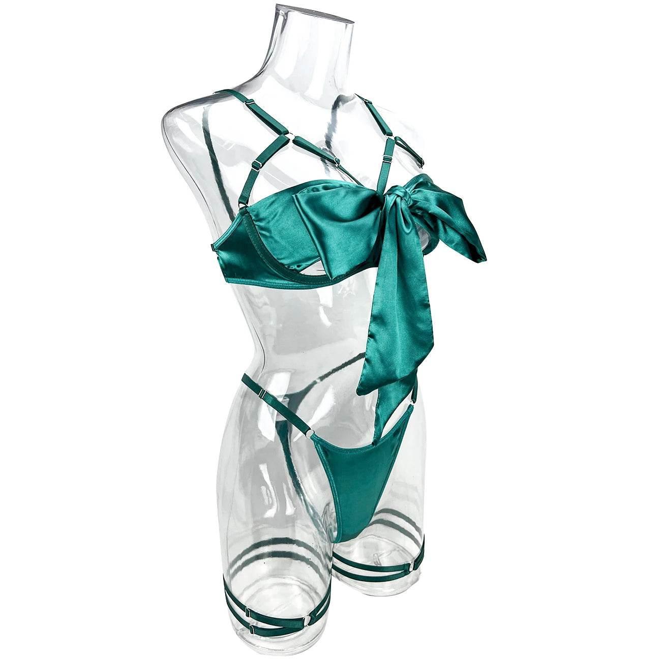 Bowknot Lingerie Open Bra Lace Up - Empire P.E