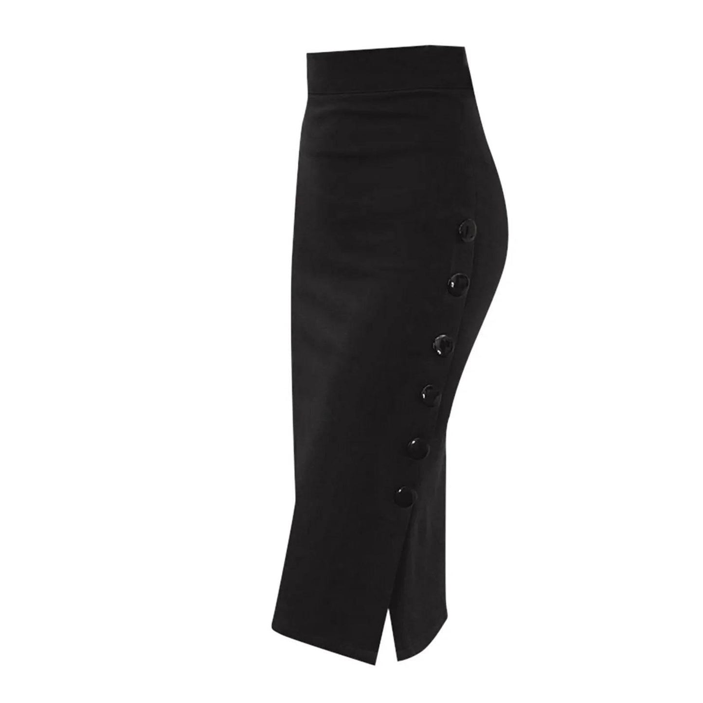 Women’s Black And Red Color Sexy Slim Fit High Waist Dress With Buttons Ladies High Street Fashion Hip Wrap Pencil Half Skirt - Empire P.E