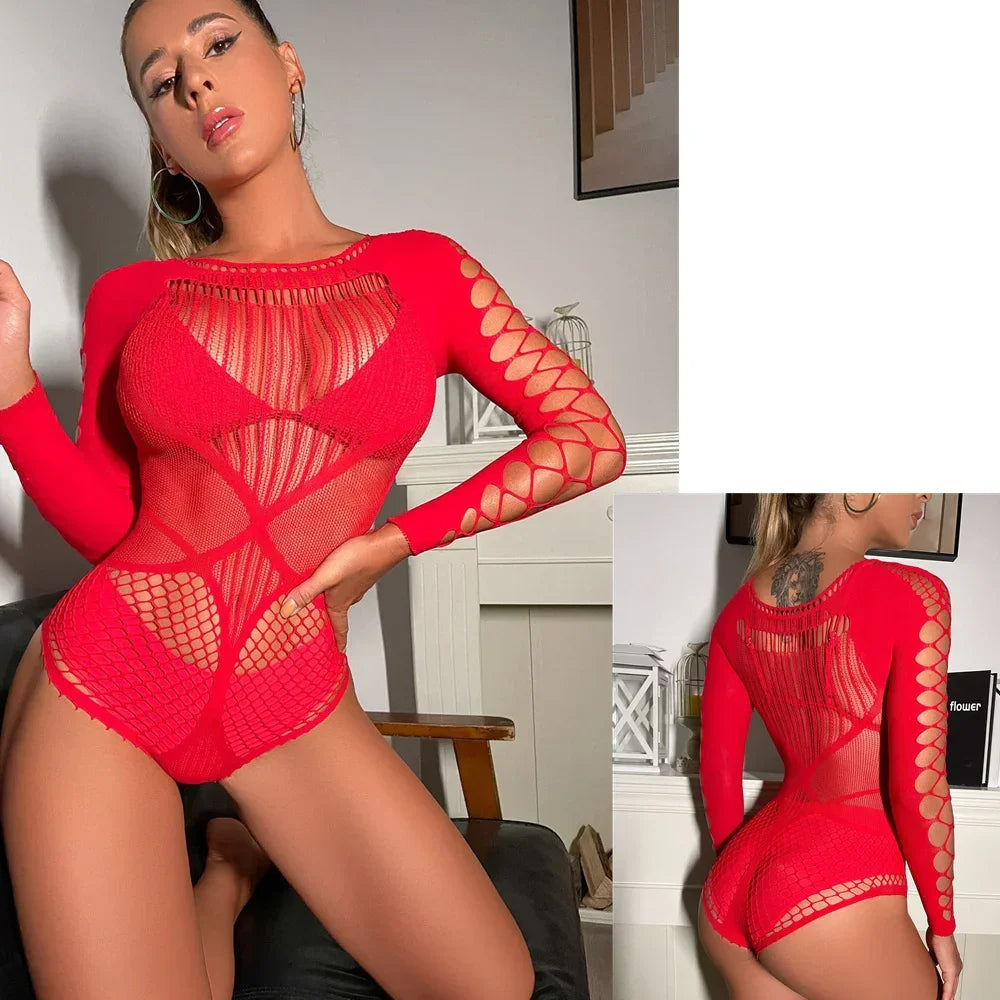 Sexy Bodysuit Woman Fishnet Crotchless - Empire P.E