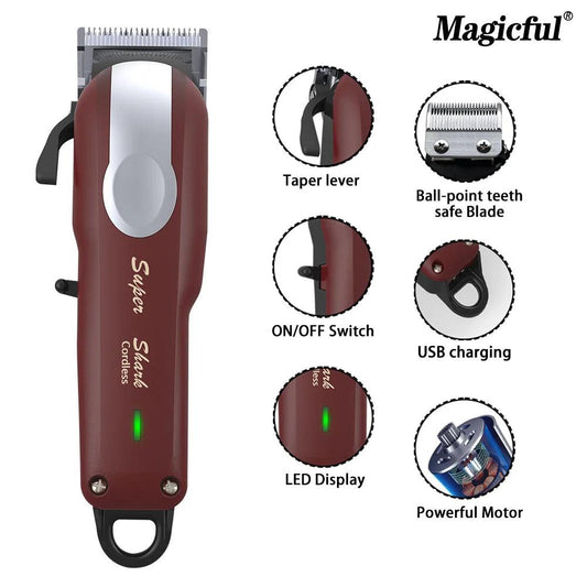 Magicful Professional Hair Clipper Lithium Battery USB Chargeable - Empire P.E