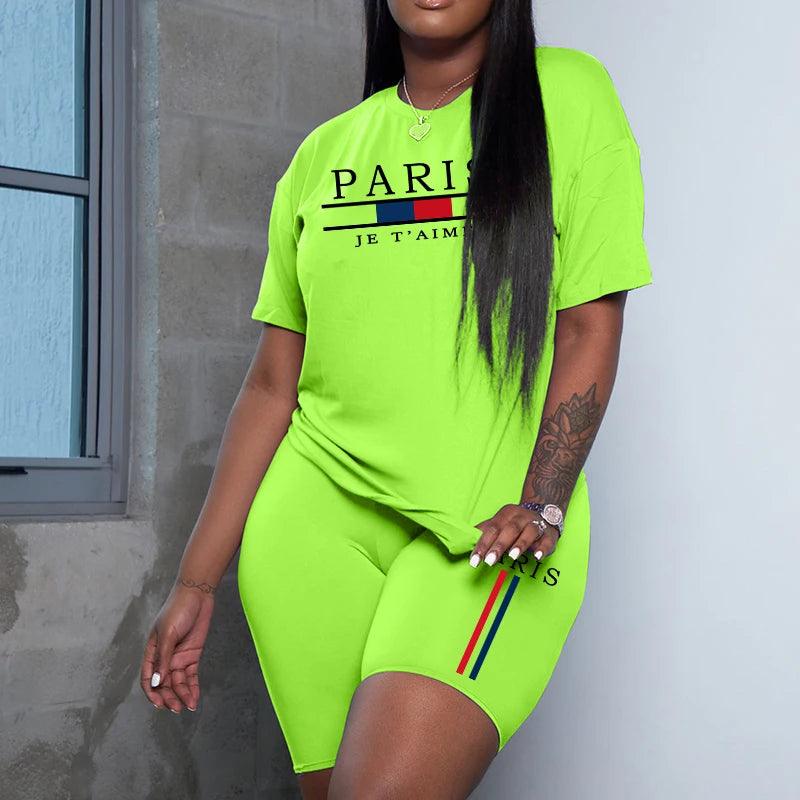 2025 Womens Outfits Fashion Casual Printing Short Sleeve+Shorts Suit Simplicity T-shirt Tracksuits Summer Daily Short Sets S-3XL - Empire P.E