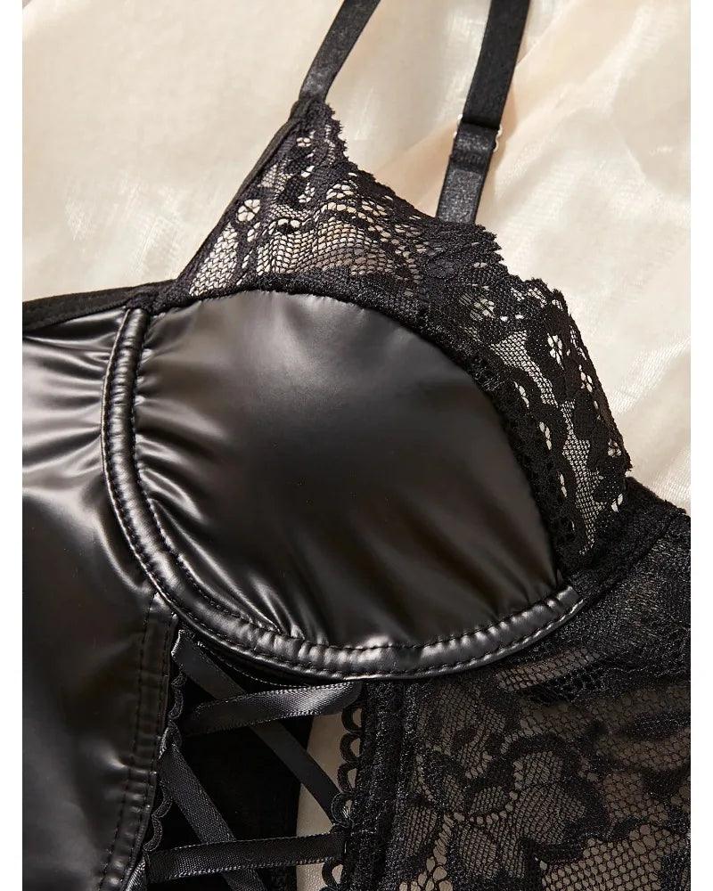 Toucheart Sexy Sexy Pajamas Fishnet PU Leather - Empire P.E