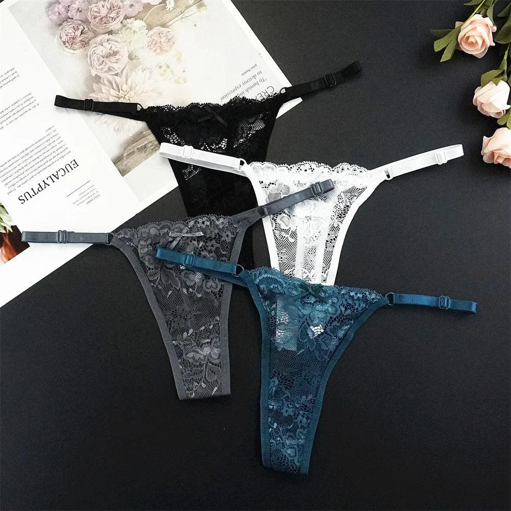 Sexy G String 4 Pcs Mix Adjustable Hollow Out Lace Thongs for Women - Empire P.E