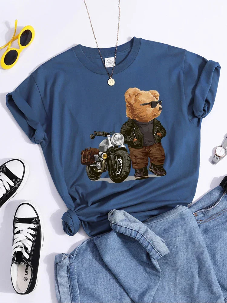 Motorcycle Teddy Bear Wearing Sunglasses Tshirt - Empire P.E