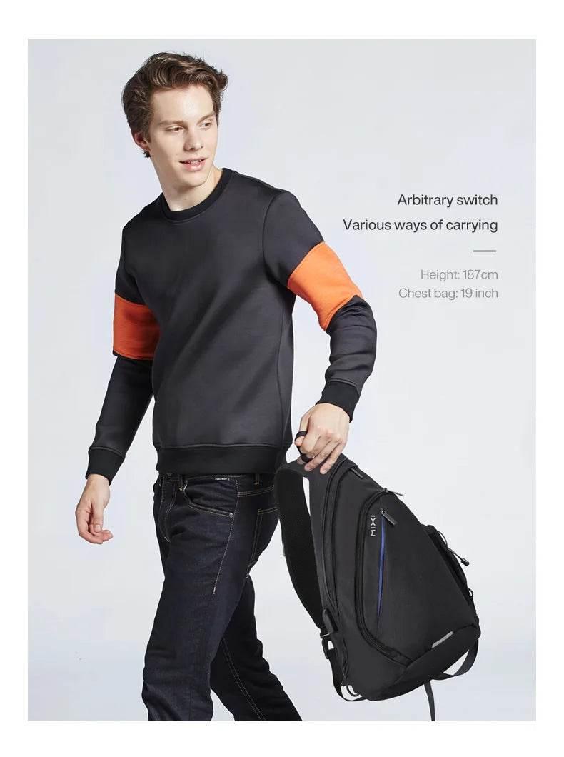 Mixi Men One Shoulder Backpack Women Sling Bag Crossbody USB Boys Cycling Sports Travel Versatile Fashion Bag Student School - Empire P.E