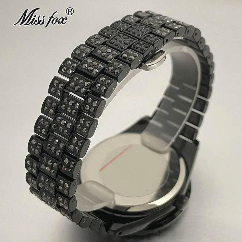 Hot Hip Hop Iced Out Watch for Mens Brand MISSFOX Fashion Bling Quartz Clocks Luxury Full Diamond Wrist Watches Man Reloj Hombre - Empire P.E