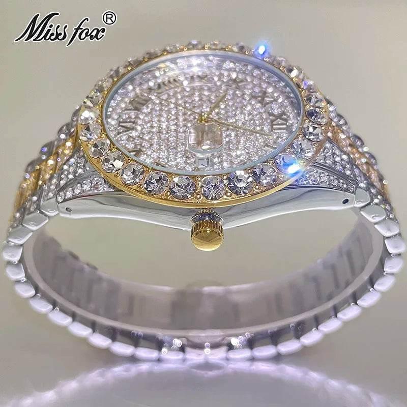 Hot Hip Hop Iced Out Watch for Mens Brand MISSFOX Fashion Bling Quartz Clocks Luxury Full Diamond Wrist Watches Man Reloj Hombre - Empire P.E