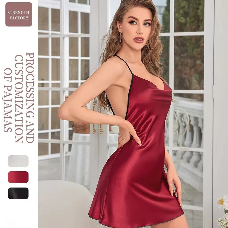 Fashion Solid Color V-neck Home Nightgown - Empire P.E
